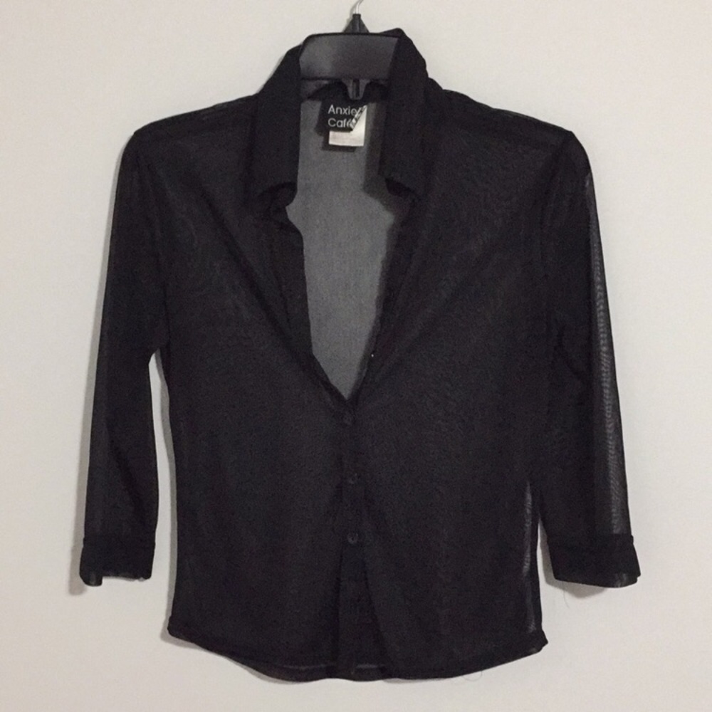 Black sheer button up